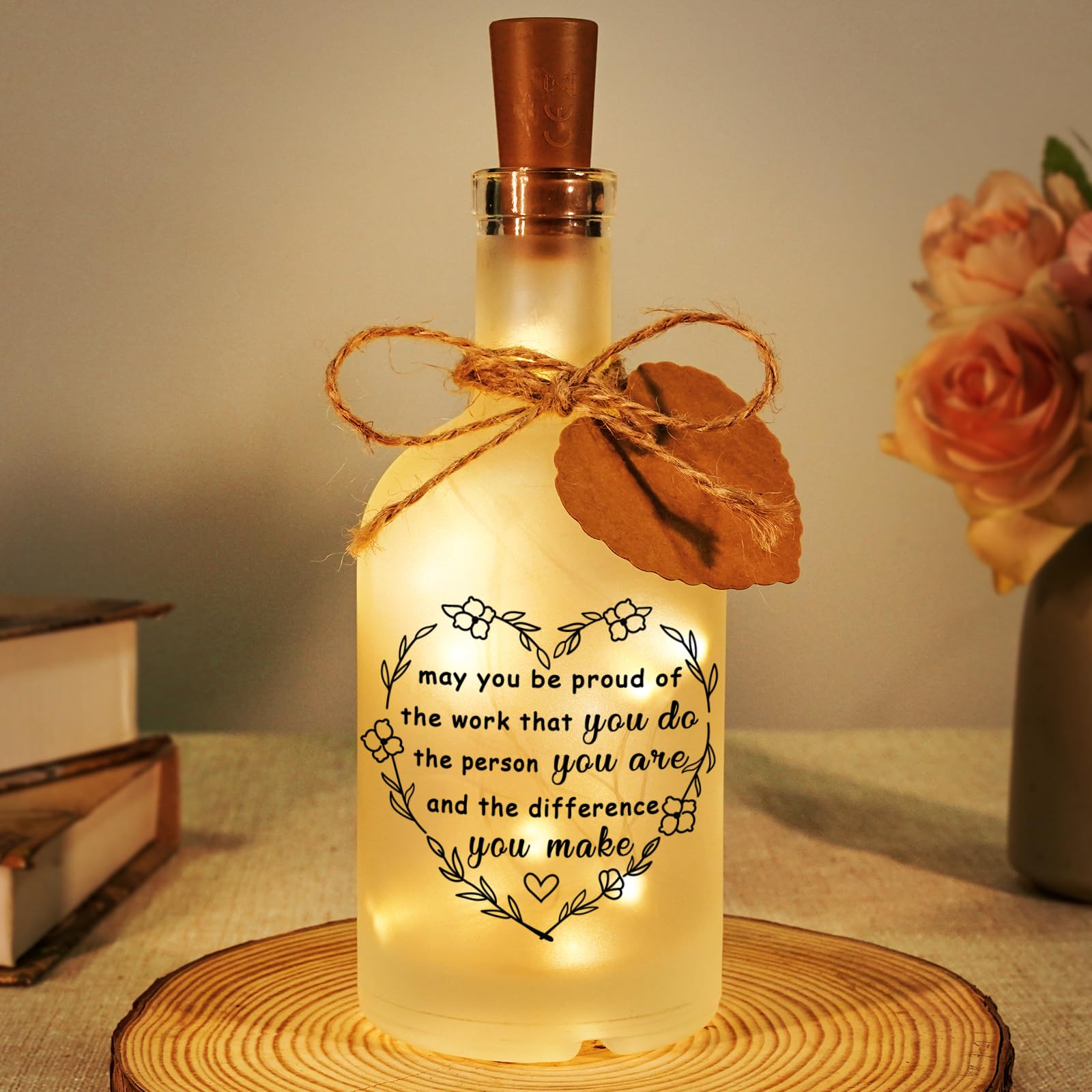 Leaving Gifts for Colleague Women, Retirement Gifts for Women, Farewell Gifts for Coworkers, Proud of You Gift for Employee Staff, Employee Appreciation Gift, Meaningful Retirement Bottle Light