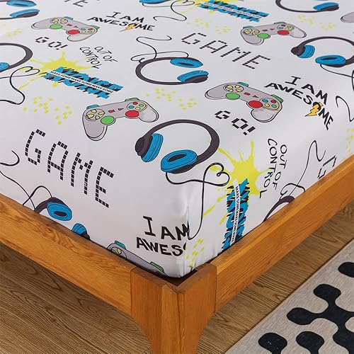 Miniatura 7 de qjmiaofang Juego de 6 piezas de edredón de juegos para niños, ropa de cama de tamaño individual para niños, ropa de cama de videojuegos con sábanas