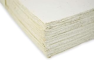 Handmade Lokta Card Stock Paper with Deckle Edge. Tree-free lokta paper for vintage craft, printing, and invitations. 8.5 x 11 inches (100 Sheets, Natural)