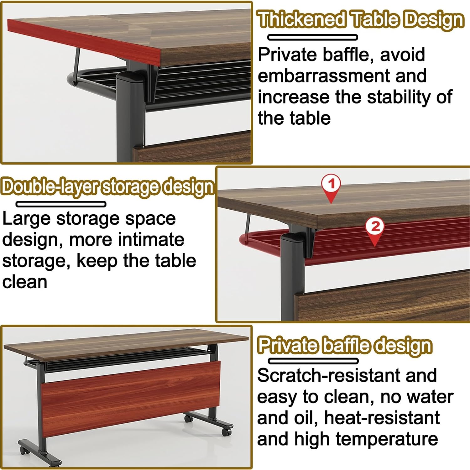 1/2/4/6/8 Pack Conference Room Table Folding Conference Table, Modern Mobile Training Table with Wheels, with Caster Wheels Long Seminar Table for Meeting Room, Rectangular Modular(2pack,47x24x30in)