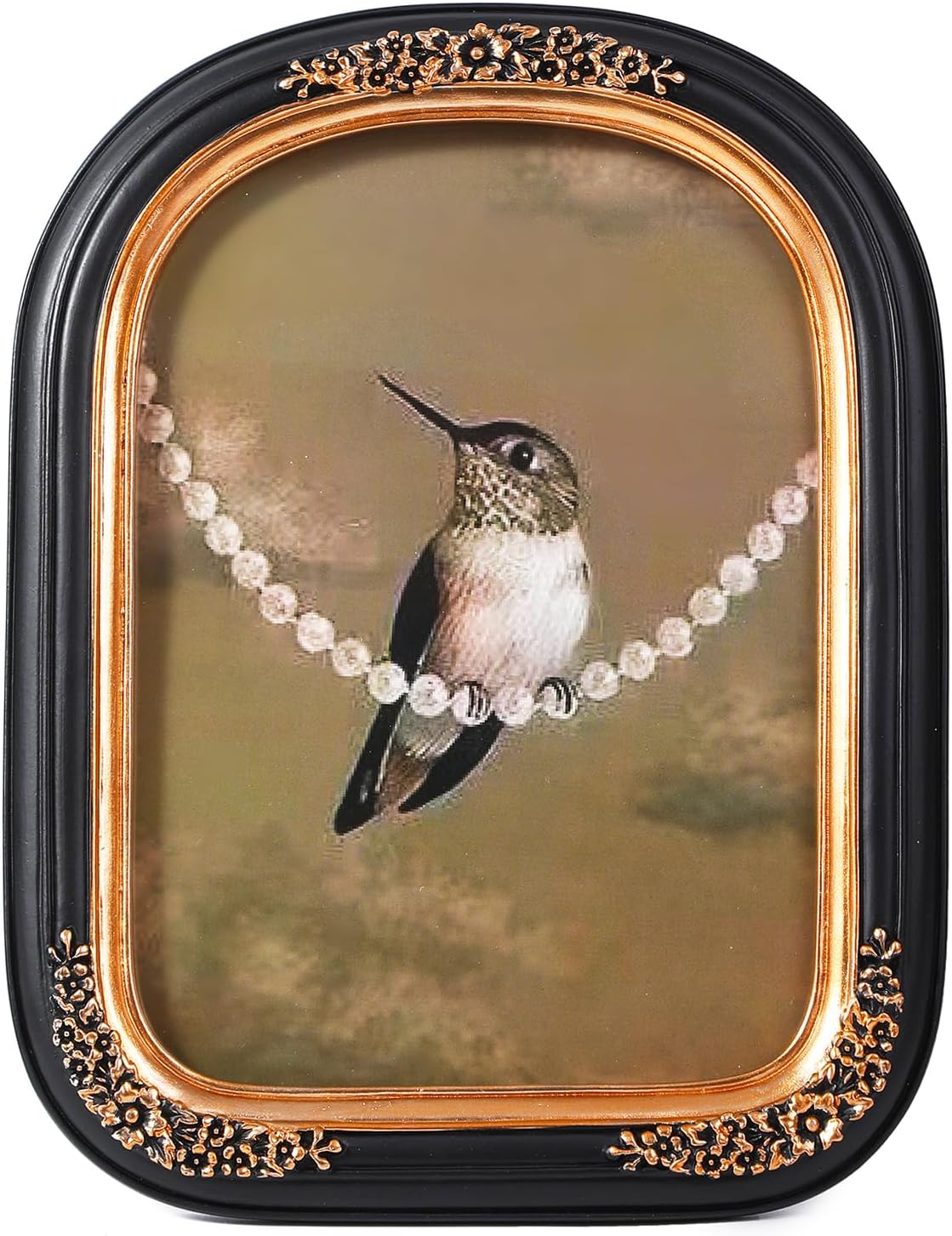 SIKOO Vintage Picture Frames 5x7 Antique Picture Frames Wall Mount and Tabletop Vintage Wall Decor Green and Gold