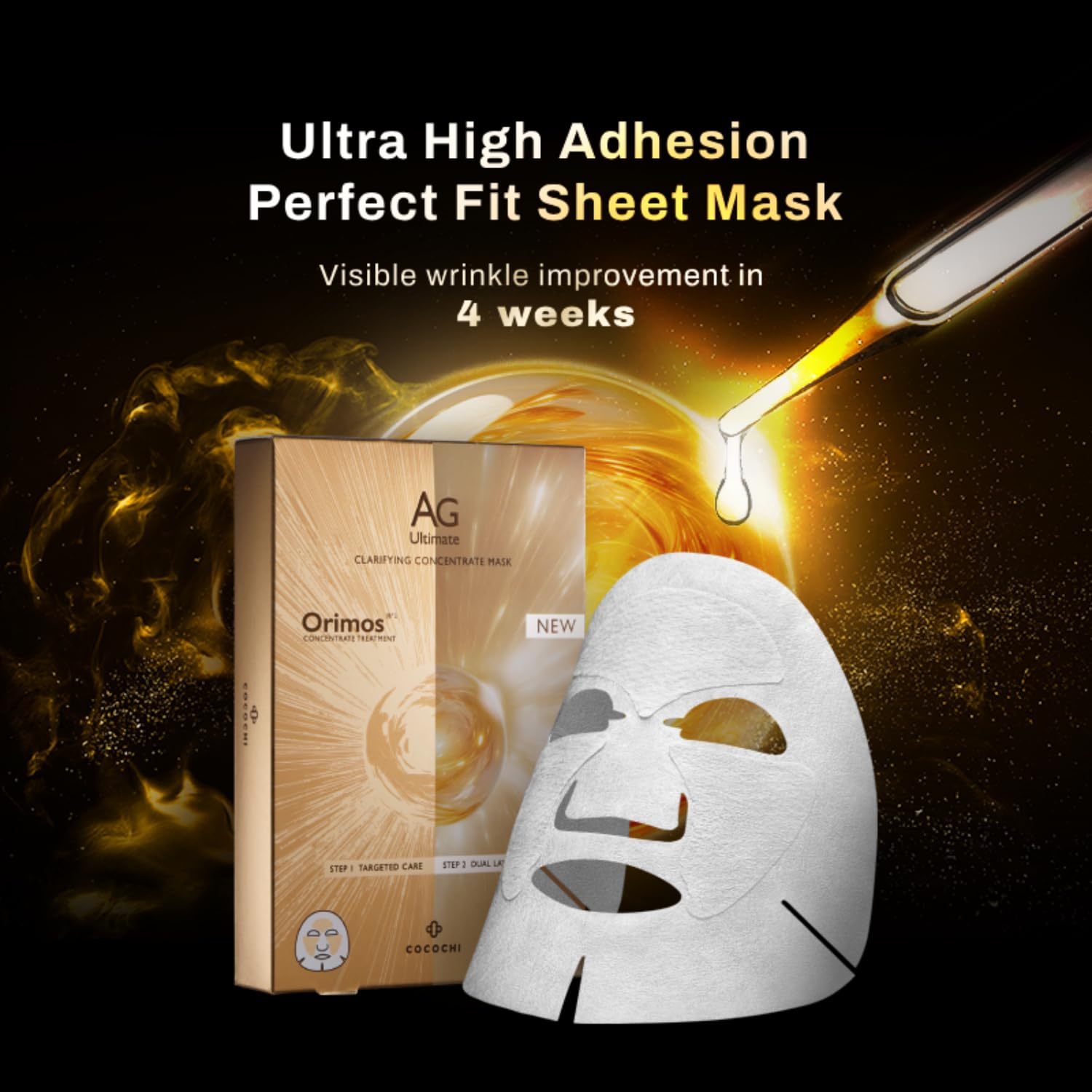 COCOCHI 5 EA Facial Mask Sheet for Women with Vitamin C Face Serum, Anti Aging Sheet Mask by Vitamin B5 & Squalane for Fine Line, Moisturizing Face Mask Skincare from Japan, AG Clarifying Concentrate - Image 2