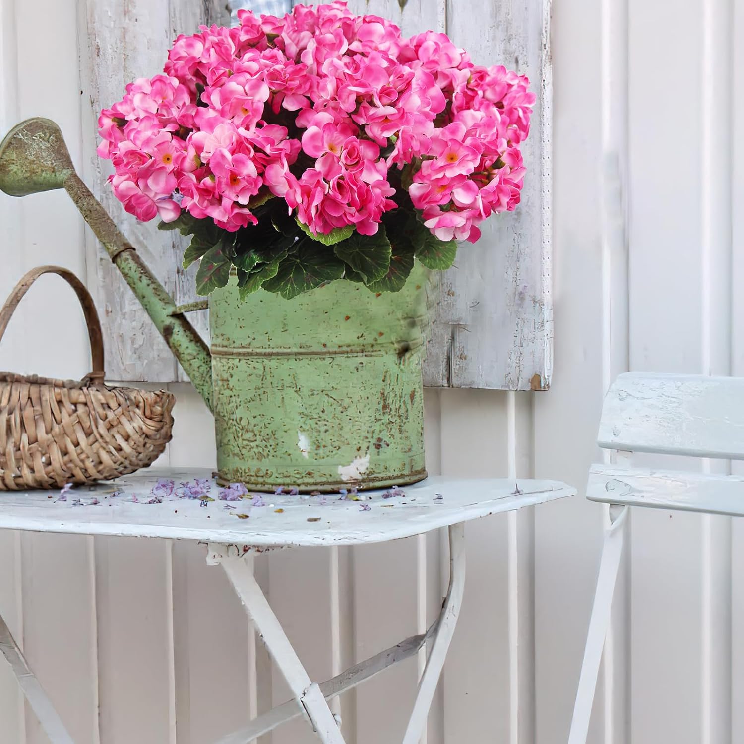 CISDUEO 4 Pcs Artificial Geraniums Silk Flowers Outdoor Artificial Geranium Bush Pink Faux Flowers Geraniums for Floral Home Decor Outdoor Indoor Garden Patio Grave Cemetary Vase Table Centerpiece - Image 6