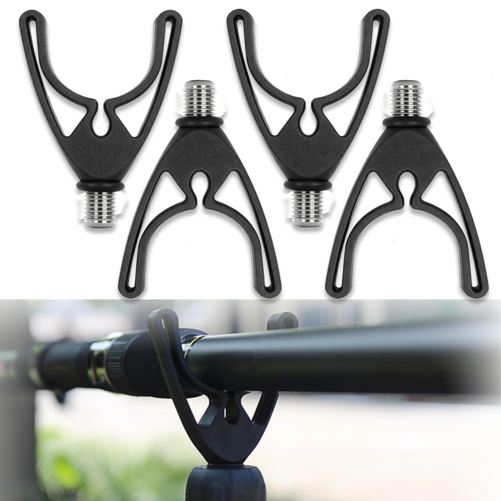 Modurio 4PCS Fishing Rod Rest Bracket, Carp Fishing Rod Rest Gripper, Rod Pod Tail Rest Holder, Bank Stick Holder