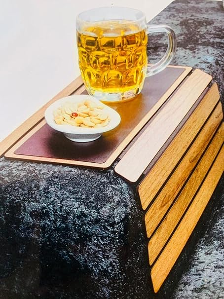 Modern Solid Wood Multi-Purpose Flexible Sofa Arm Mat Table Tray- 2 PCS