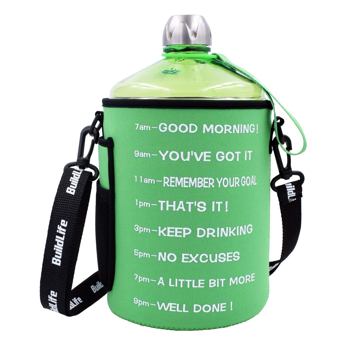 BuildLife Gallon/128OZ Water Bottle with Time Marker Motivational  Fitness Bottles-Hours Marked-Drink More Water Daily-Tracker Helps You Drink 