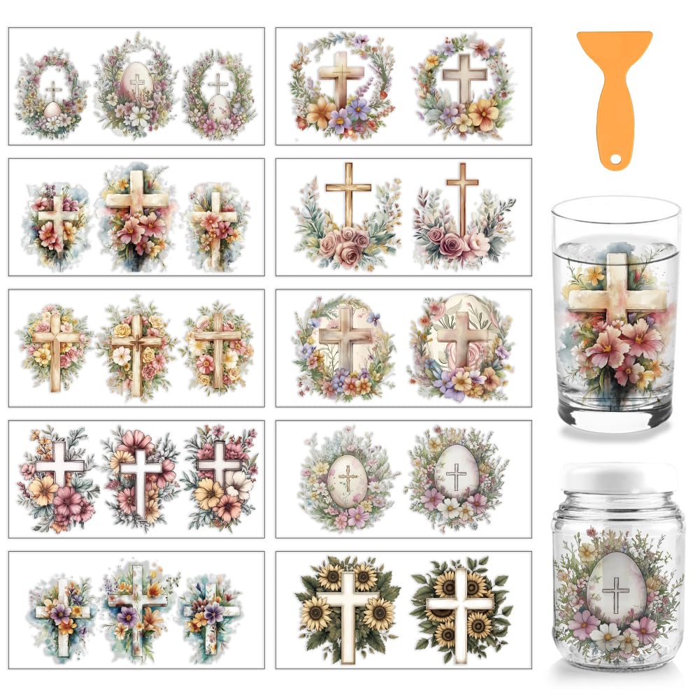 arricraft 10 Pcs Colorful Cross Theme Cup Printing UV Transfer Papers