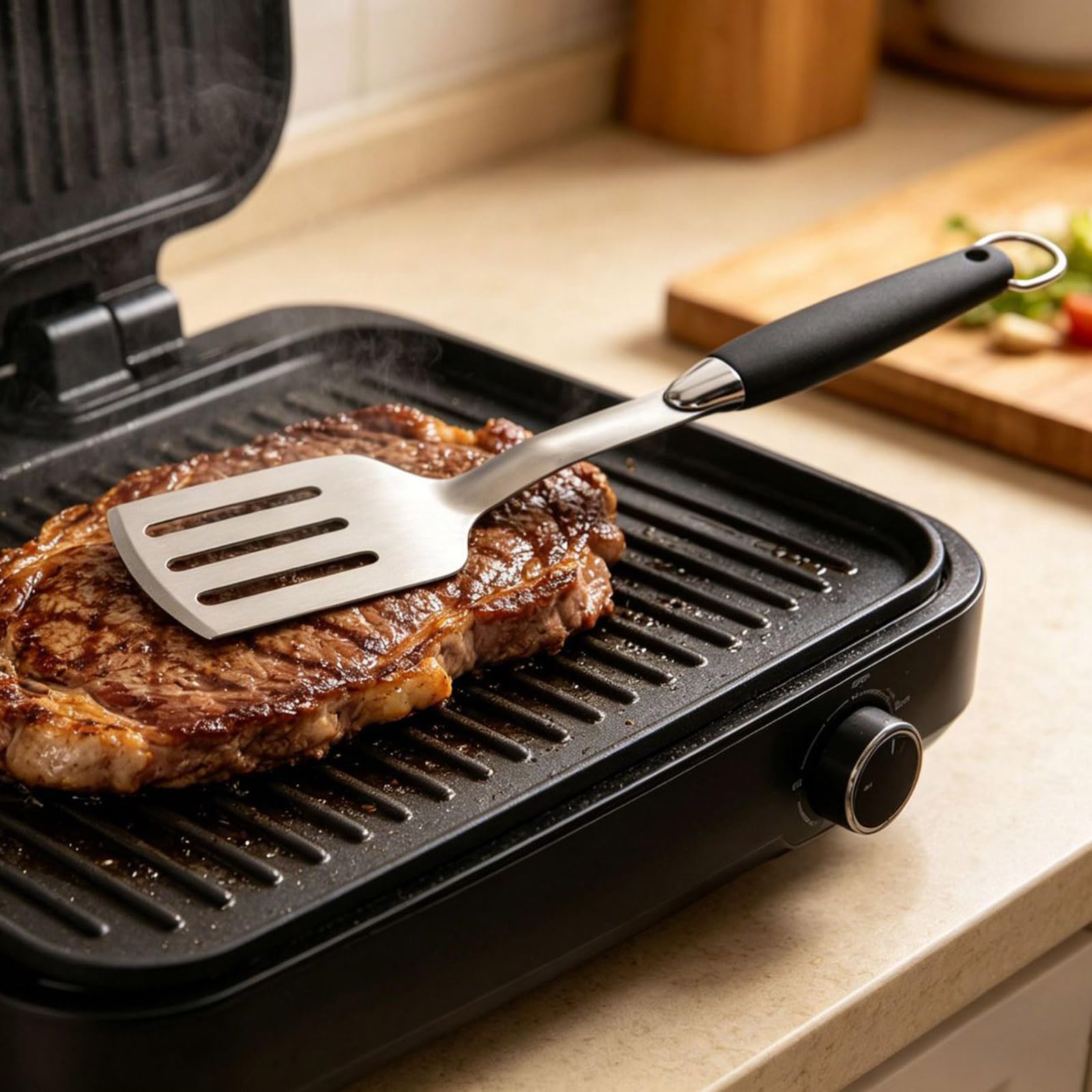 Juego de utensilios de barbacoa multiusos de acero inoxidable con mango antideslizante para reuniones familiares, equipo ergonómico de barbacoa