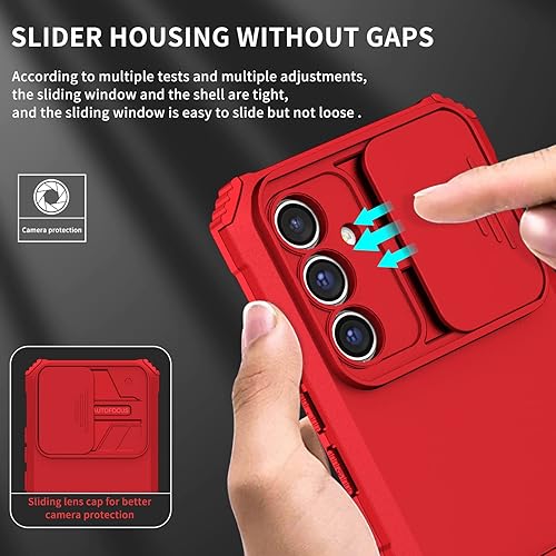 Miniatura 4 de Ysnzaq Funda para Samsung Galaxy A54 5G con cámara deslizante, delgada, a prueba de golpes, con función atril para Samsung Galaxy A54 5G LT rojo