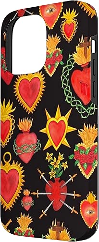 Miniatura 2 de iPhone 14 Pro Max Hearts Mexican Days of the Dead Latina Milagros Folk Art Fun Case