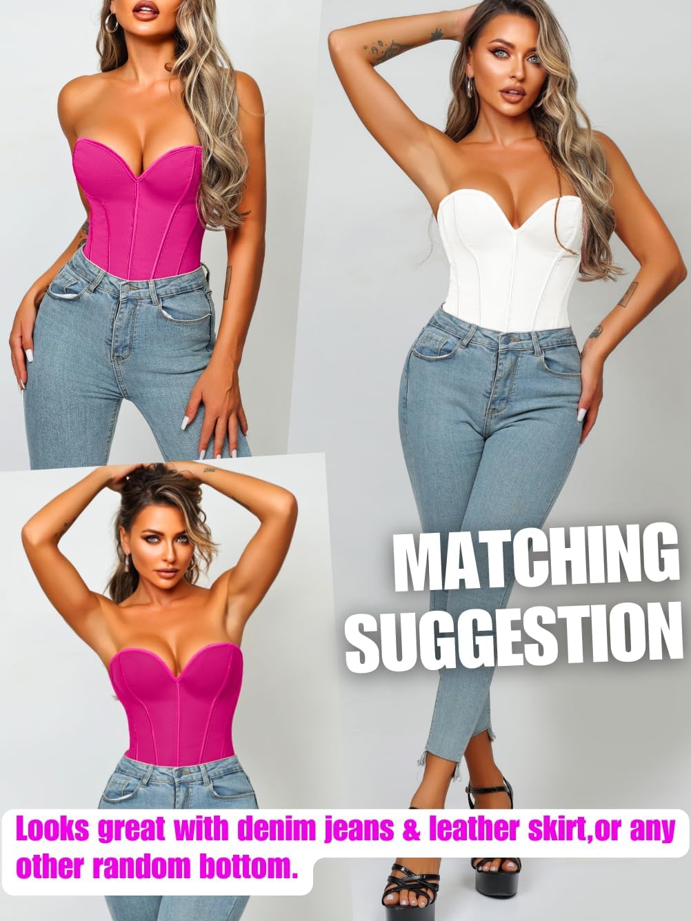 Heart Corset Top For Women, Sexy Concert Outfits Going Out, Strapless Crop Top, Overbust Bustier - Image 5