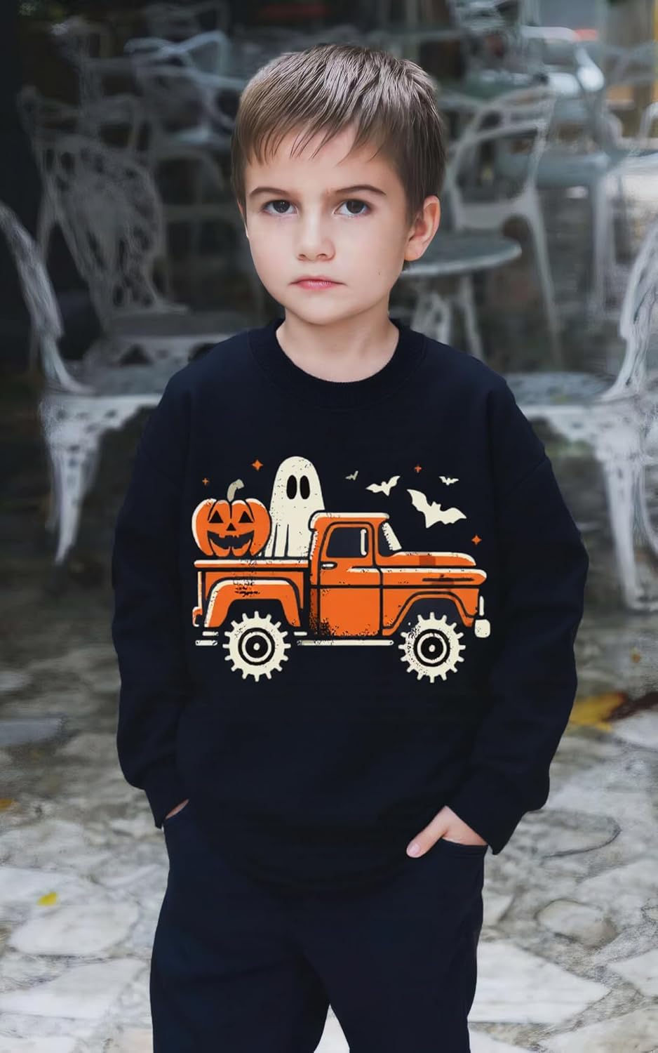 Kids Halloween Sweatshirt Boys Girls Pumpkin Ghost Toddler Shirt Crewneck Long Sleeve Graphic Top for 2-7T - Image 4