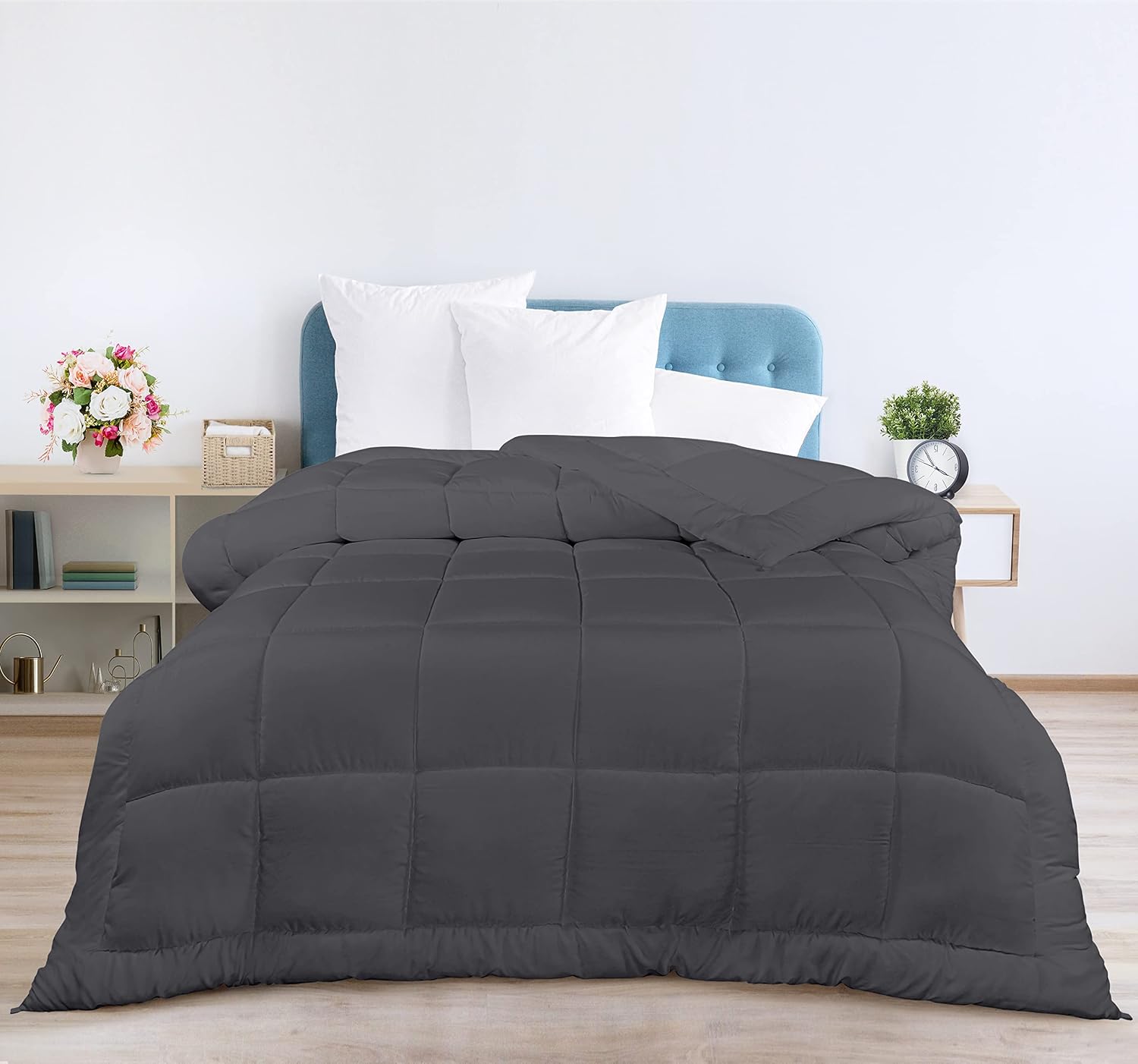 Utopia Bedding All Season Down Alternative Bed Comforter for Queen Bed, Duvet Insert, Comforters Queen Size, Grey Comforter with Corner Tabs, Machine Washable