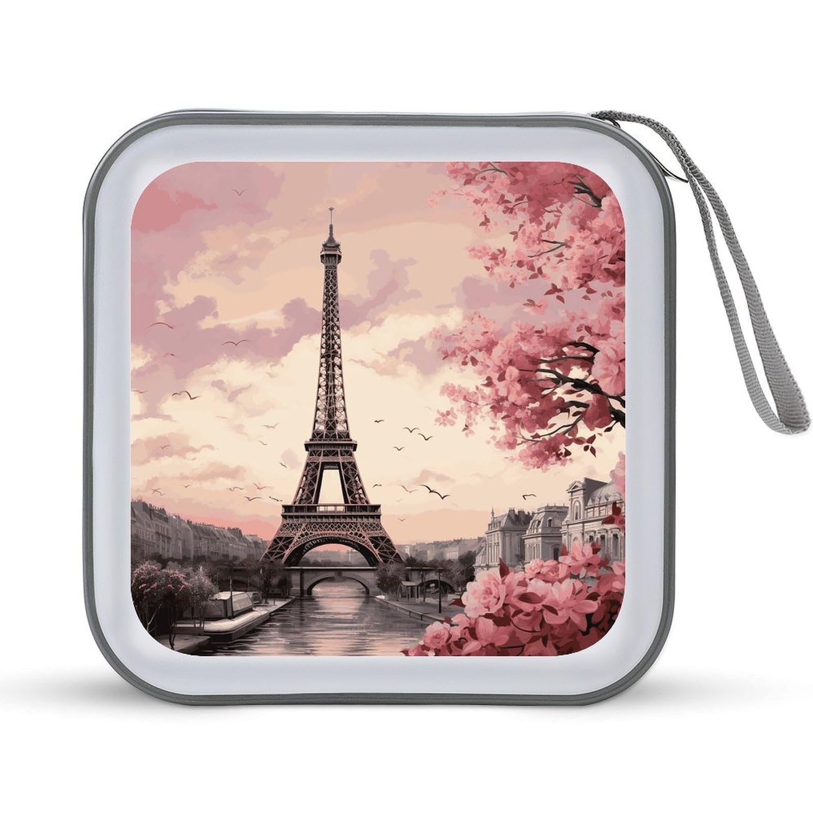VstaDank Romantic Paris Tower DVD Case 40 Capacity Protective Storage Organizer Binder Booklet Album Portable Disc Wallet Car CD Disc Holder Hard Plastic CD Case CD DVD Case Holder