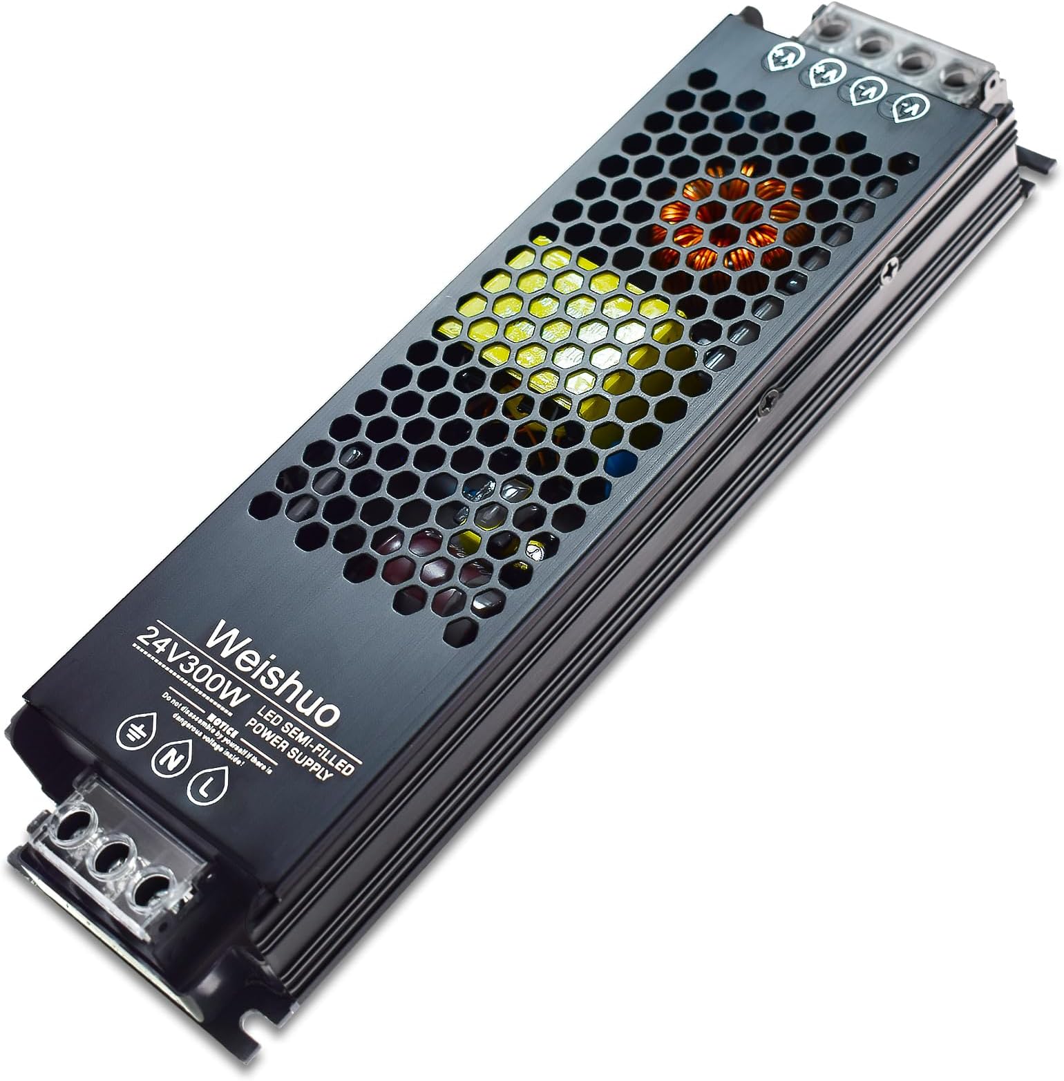 LED Driver 24V 300W 12.5A Transformer IP20 AC 220V to DC 24V Constant Voltage Slim Switching Power Supply for LED Strip Lights, Bulbs and Indoor Lamps, Black