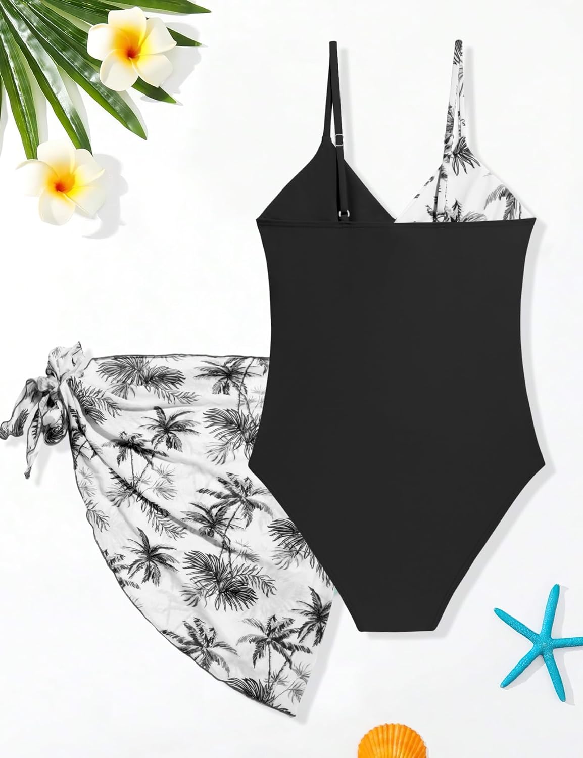 Girls'Swimwear One Piece Kids Swimsuits for Girls Tropical Twist Cross Bathing Suits with Cover Up Skirt - Image 5