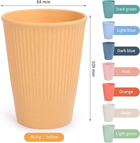 Miniatura 4 de Vasos de paja de trigo, vasos de agua irrompibles aptos para lavavajillas con 8 colores para agua potable, jugo, leche, refrescos, café, fáciles de