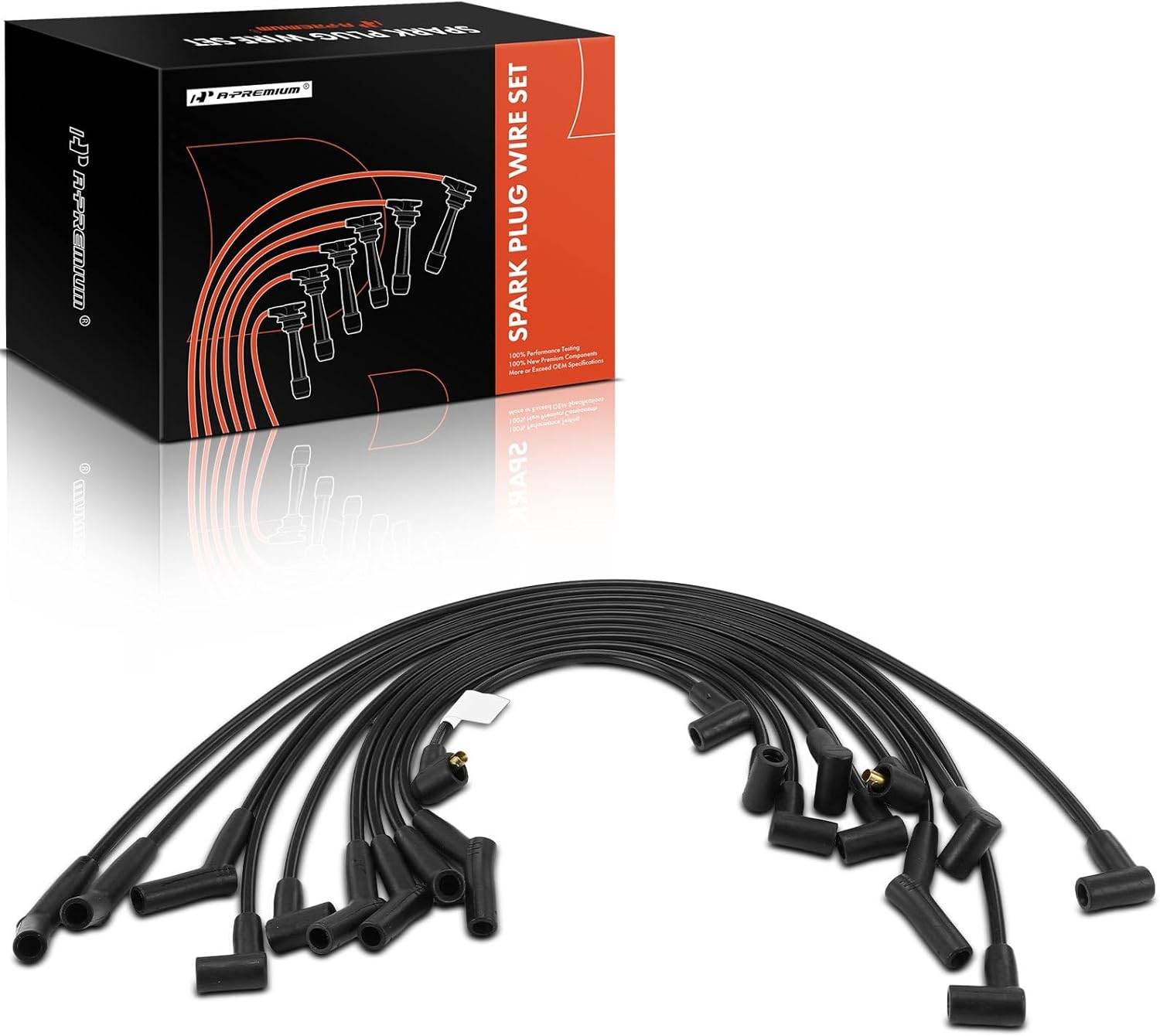 A-Premium 10PCS Spark Plug Wires Compatible with Ford F-100 1981-1982, F-150 1978-1984, F-250, F-350, Mustang, E-100 Econoline, Bronco & Lincoln Continental, Town Car & Mercury Capri, Cougar