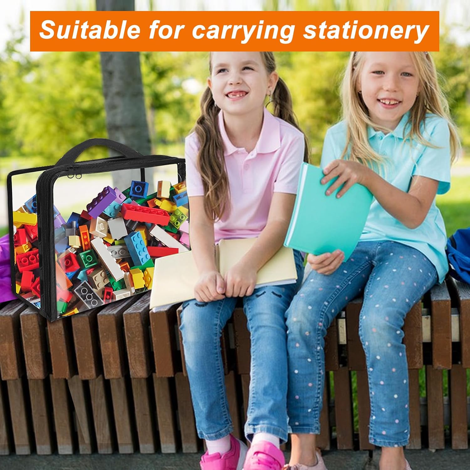 10 Pack Extra Large PVC Toy Storage Bags with Zippered Closure, Portable Toy Organizer for Board Games, Building Blocks, Books