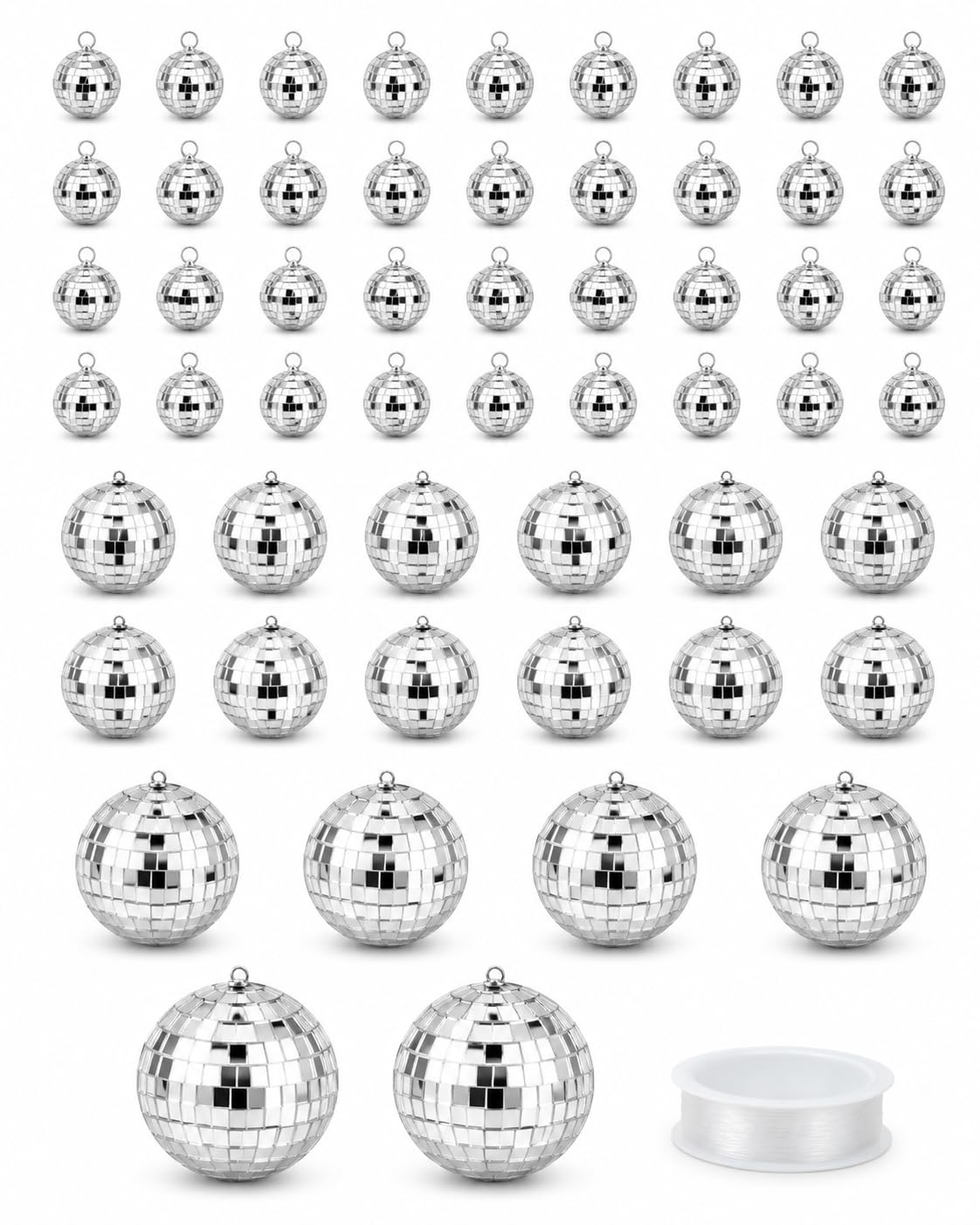 Youdepot Mini Silver Disco Balls, 54PCS Disco Ball Pack