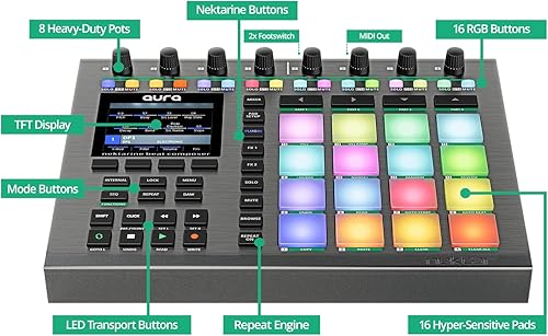 Miniatura 2 de Nektar Aura - Beat Composer y controlador DAW, gris metálico, 16 almohadillas