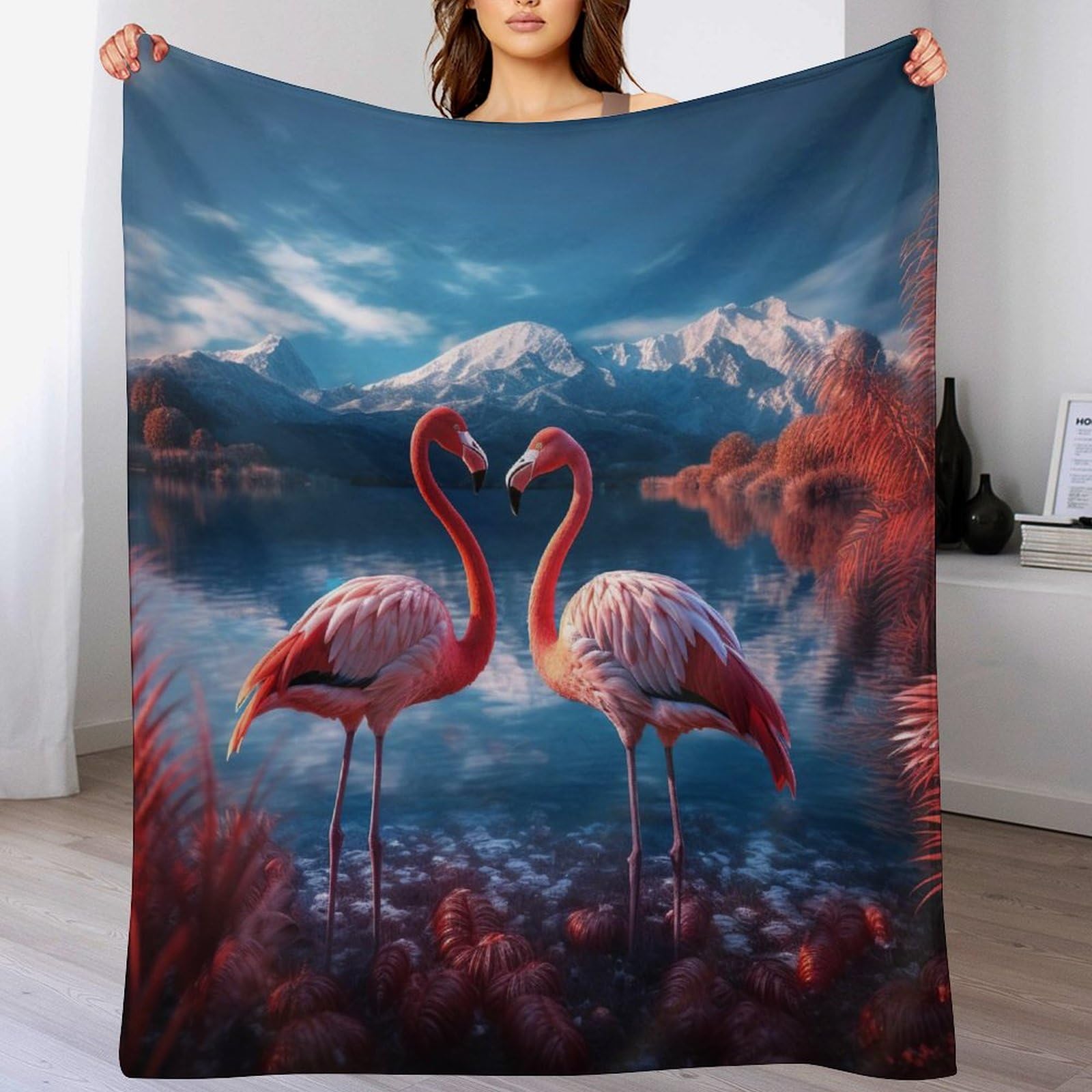 Couverture flamant rose polaire pour vos soirées camping, jardin et chambre