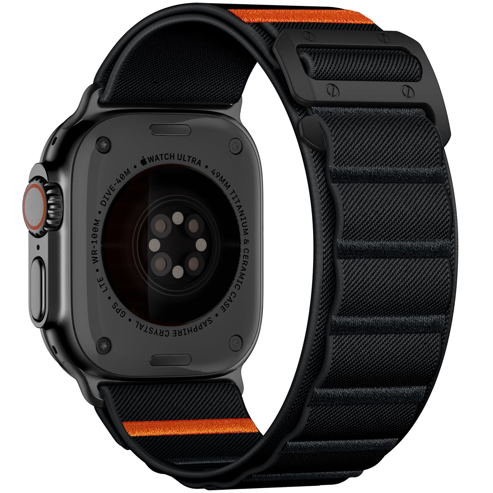 Bandletic Kompatibel mit Apple Watch Ultra 2/Ultra 3 Armband, Nylon Weich Sport Atmungsaktiv Breit Band mit G-Haken für Apple Watch Ultra 49mm, Series 11/10 46mm, 9/8/7 45mm, SE 6/5/4 44mm, 3/2/1 42mm