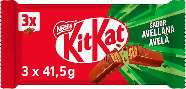 Kit Kat Avellana Multipack 3x41,5g - Barritas de Chocolate con Leche y Avellana