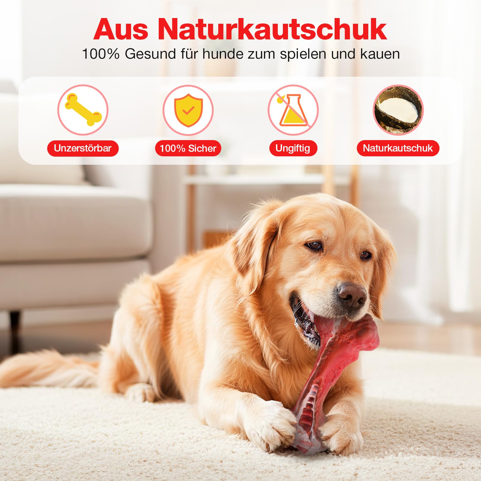 RUXAN Giocattoli da masticare per cani, giocattoli a forma di osso che alleviano lo stress, ghetti interattivi per cuccioli, cani piccoli, medi e grandi
