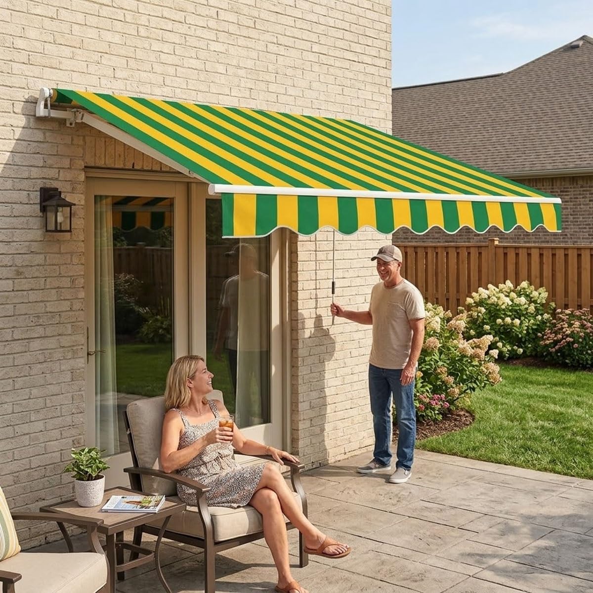 Toile de Remplacement pour Store Banne Rétractable, Tissu Imperméable et Anti-UV, Toile de Rechange pour Auvent de Terrasse Extérieur Protection Solaire Jardin, Toile Seule