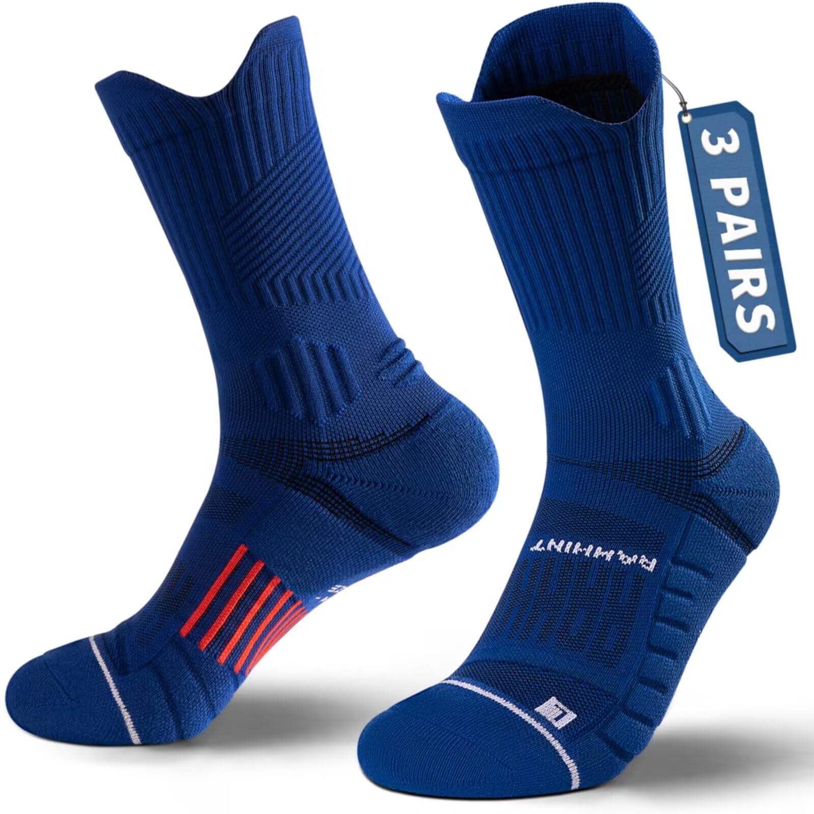 Rahhint Pro Coolmax Compressione 3 Paia Calzini Running Uomo Calze da Corsa Trekking Padel Uomo, Anti-Vesciche & Con Supporto Dell'arco Plantare, 35-51
