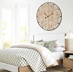 EMAX HOME 30 Inch Extra Large Wall Clock - Farmhouse Rustic Wood & Metal Design Silent Non-Ticking Battery Operated Decorative Oversized Clock for Living Room, Kitchen, Office & Bedroom