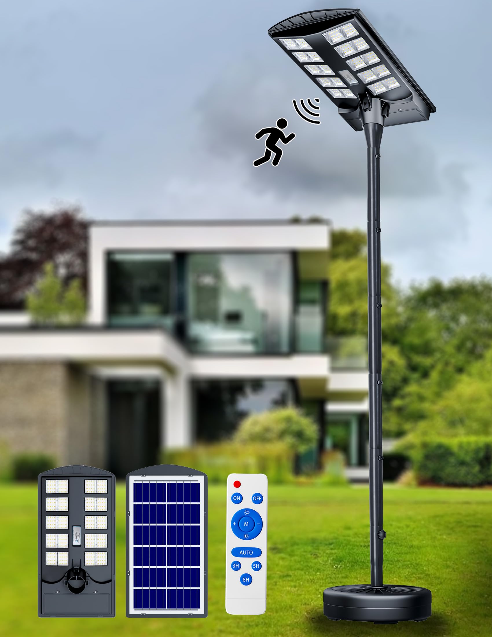 Photo 1 of JAYNLT Solar Post Light, 118" Pole, 240 LEDs, 50000 Lumens