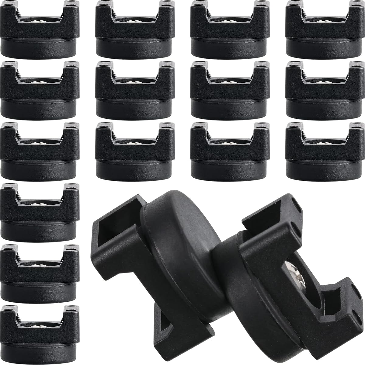 Yookeer 15 Pcs Magnetic Zip Tie Mount Cable Clips Black,22 Mm | Multipurpose Cable Clips Wire holder for Electrical Wiring, Magnet Base for Metal Surfaces, Without Drilling, Reusable