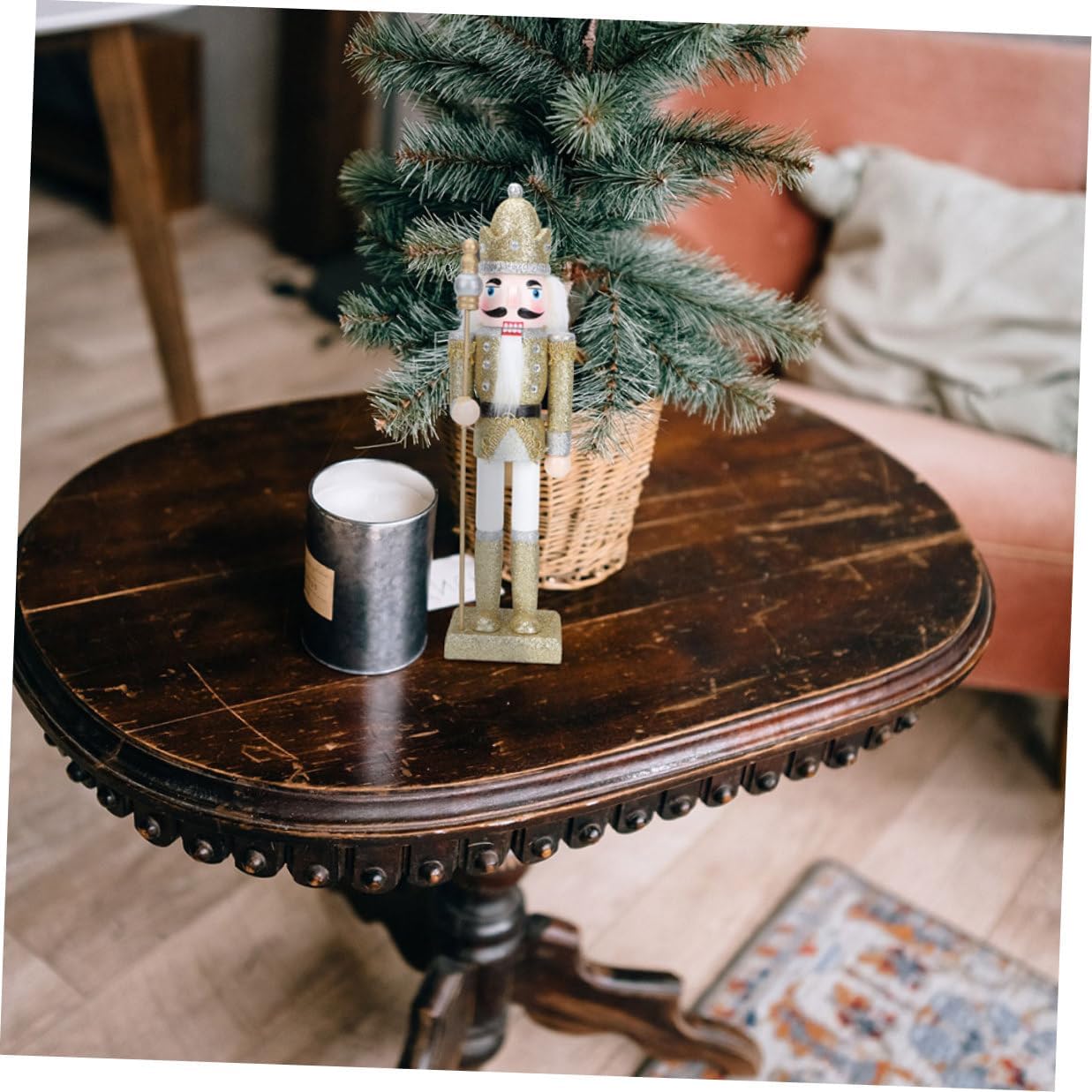 Uonlytech 3pcs Christmas Nutcracker Soldier Figurines Wood Craft Set Traditional Holiday Nutcracker Decoration Ornaments for Xmas Table and Shelf Display