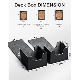 ZLCA Card Deck Box with 2 Dividers for MTG Cards, Large Horizontal Card Storage Box Fits 150+ Single Sleeved Cards, PU Leather Commander Deck box for TCG CCG (Black& Red)