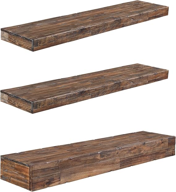 Distressed Floating Shelf Set with Hidden Storage (3 Pcs)