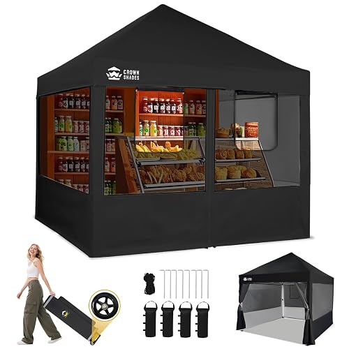 CROWN SHADES 10x10 Food Booth Canopy, Black