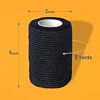 Vista 2 de Envoltura de vendaje autoadhesiva 6 rollos de cinta médica de 3 x 5 yardas, cinta veterinaria, cinta atlética, vendaje elástico cohesivo