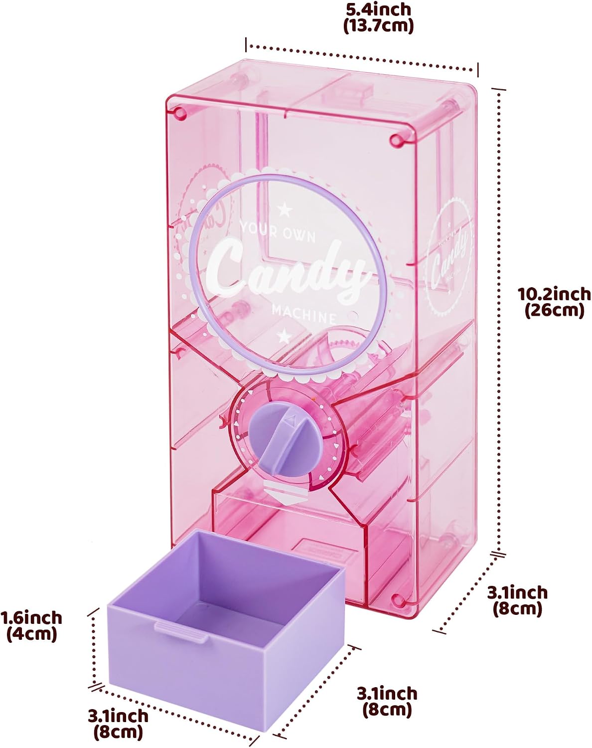 YOBRO Retro Candy Dispenser,Candy Machine- Gumball & Nut Dispenser for Coffee Bean Nuts,Fun Vending Machine for Home or Office,White Elephant Gifts,Stocking Stuffers for Family,3+YEAR (Clear Pink)