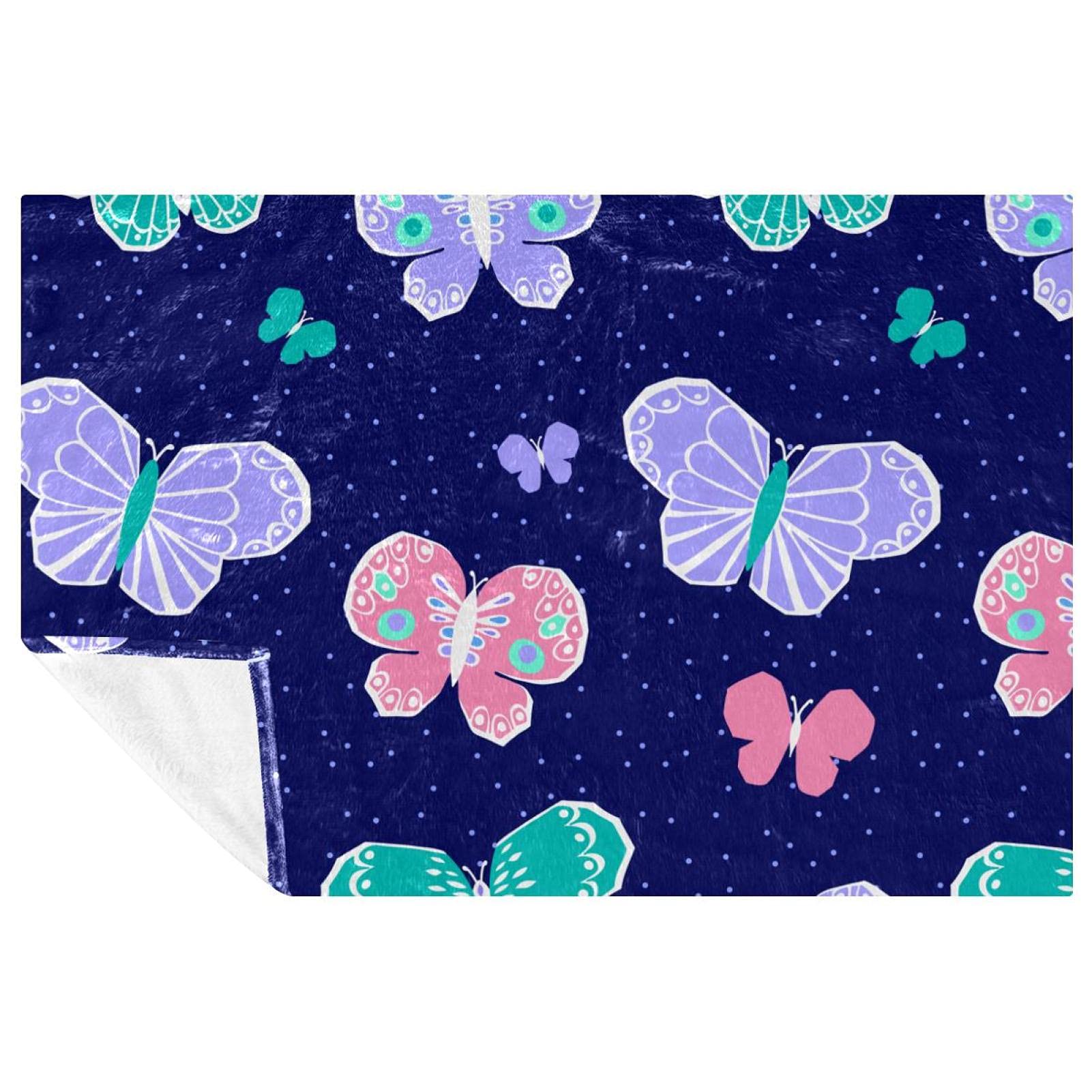 Couverture douce dessinée à la main motif papillons premium
