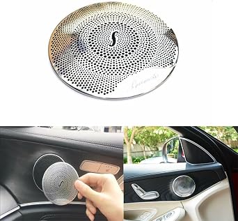 Lanyun Door Speaker Audio Player Cover Trim Compatible with 2015-2019 Mercedes W205 C-Class C250 C300 C350 C400 C63, X205 GLC-Class GLC250 GLC300, etc1set/4picSilver