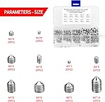 200 Pieces Cone Point Grub Screws M3 M4 M5 M6 M8 Stainless Steel Metric Thread Hex Head Grub Screws Assortment Kit for Door Handle Taps