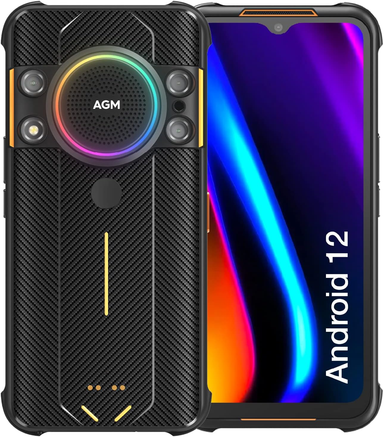 AGM H5 Rugged Smartphone Android 12 Rugged Smartphone Unlocked Dual SIM 4G, 20MP Night Vision Camera, 6.52" HD Screen, 4GB+64GB, 7000mAh Battery Rugged Phone, IP68 Rugged Cell Phone Unlocked