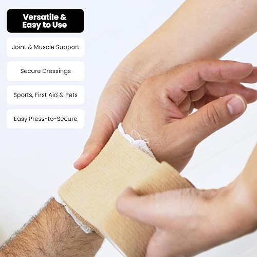 Miniatura 2 de Juvale Cohesive Self-Adherent Bandage Wrap - Elastic Support for Sprains & Sports Tape - Vet Wrap for Horses & Dogs - Hand-Tearable Design & Grip
