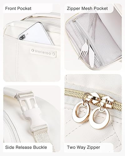 Miniatura 4 de Lonchera XL para mujer, regalo para el Día de la Madre para mujeres, gran lonchera aislada, hielera, elegante, de piel vegana, 2 niveles, para