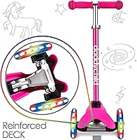 Vista 2 de 3-Wheel Kick Scooter for Kids Ages 3-8 Lean-to-Steer Toddler Scooter with Extra Wide Light Up Wheels, 4 Adjustable Heights, Foldable Scooters for