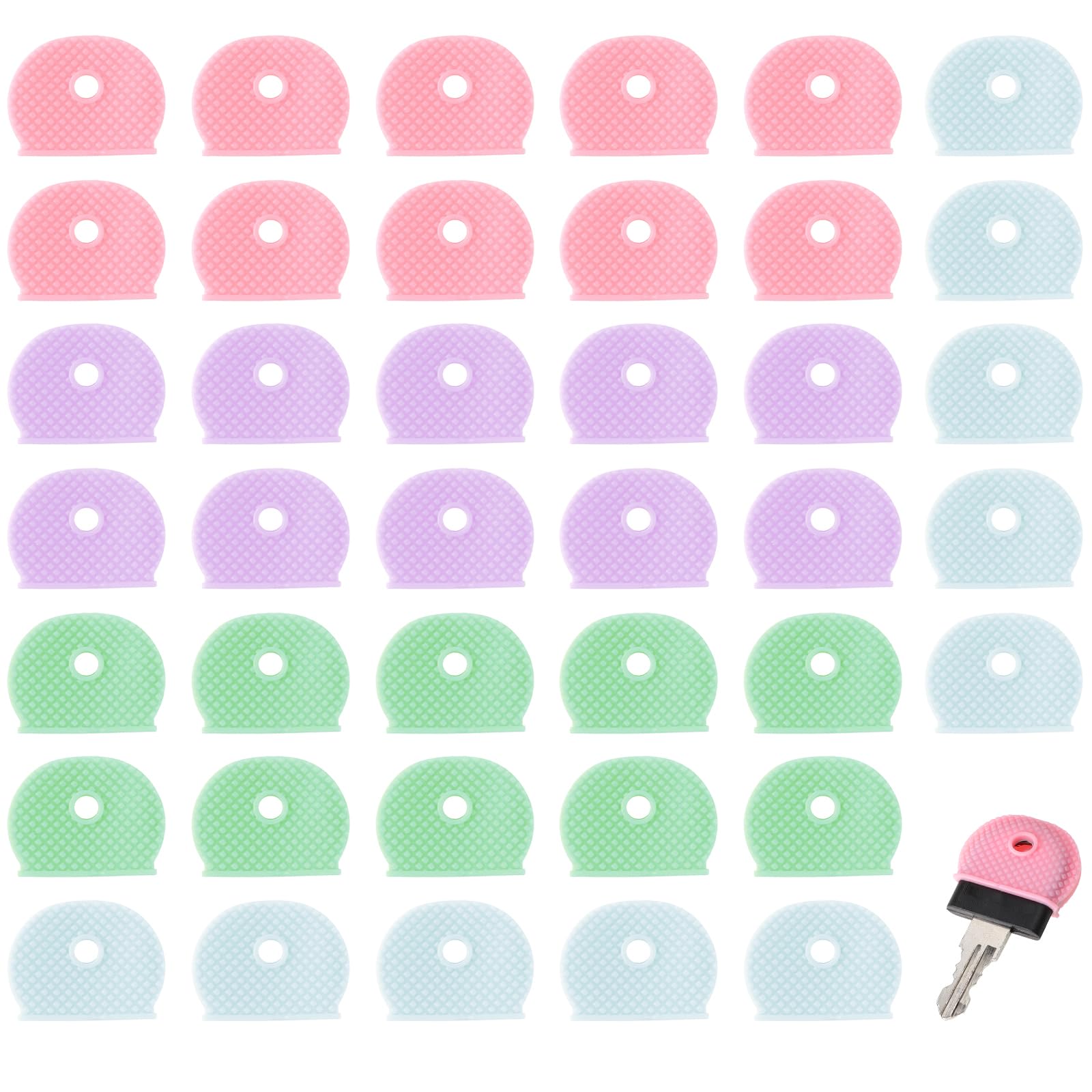 Giantree40 Pack Colored Key Cover Caps, PVC Square Rubber Key Caps, Soft Rubber Key Identifiers Plastic Key Toppers for Standard Regular Thin Flat House Keys Easy to Identify(4 Colors)