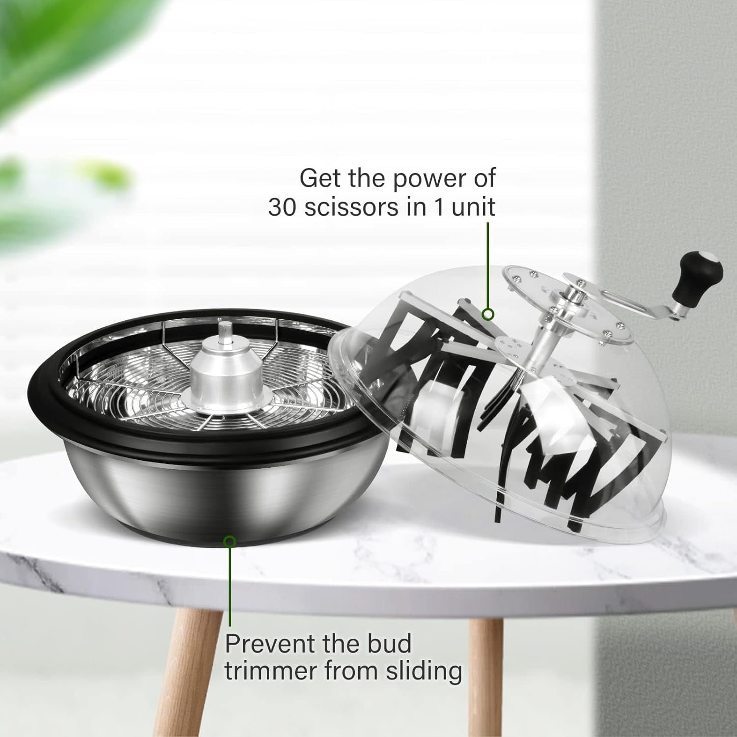 iPower 19 inch Automatic Bud Leaf Bowl Trimmer, Electric Twisted Spin Cut for Flowers and Plants with Sharp Stainless Steel Blades, Clear Visibility Dome, 6.5" Gardening Pruner Included
