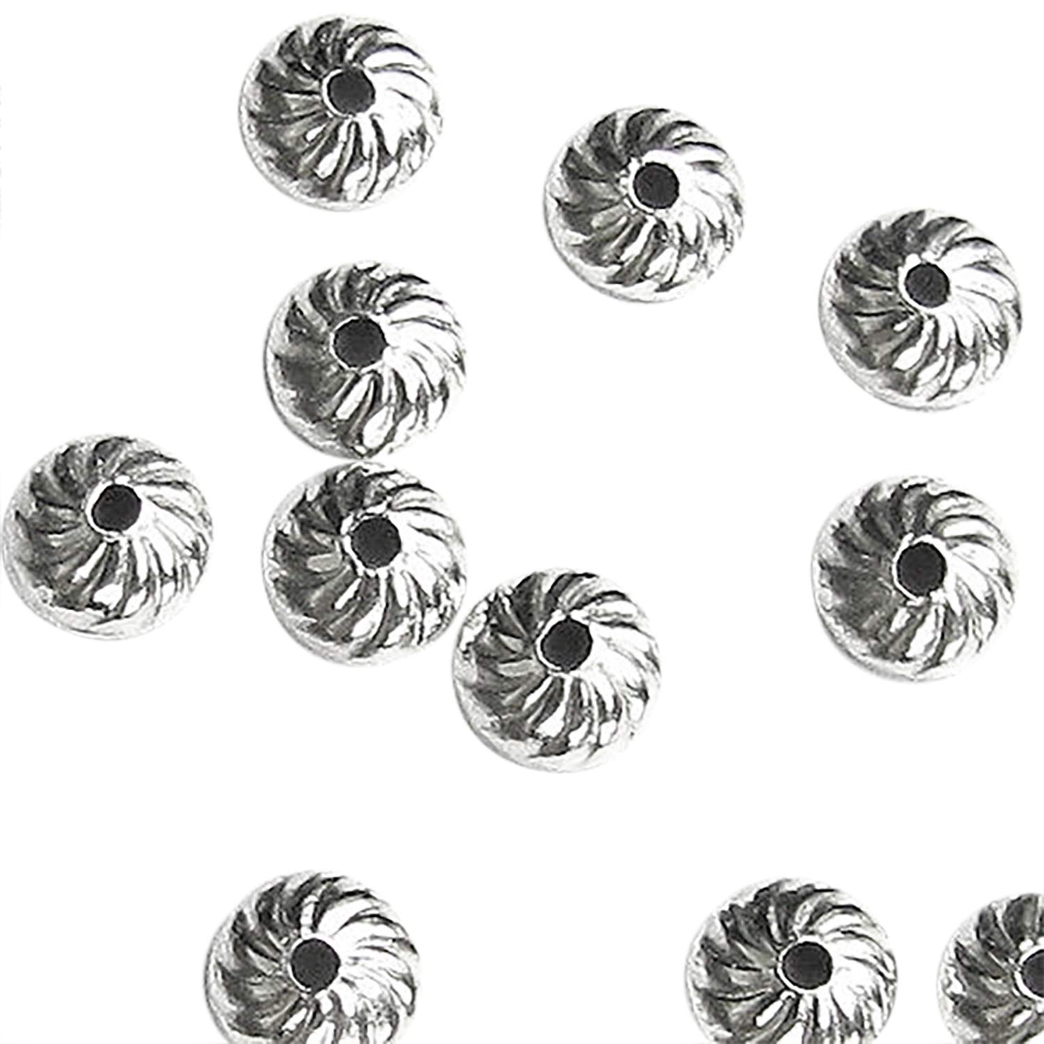 925 Sterling Silver Round Swirl Flower Bead Cap 4mm 6mm/Findings/Bright